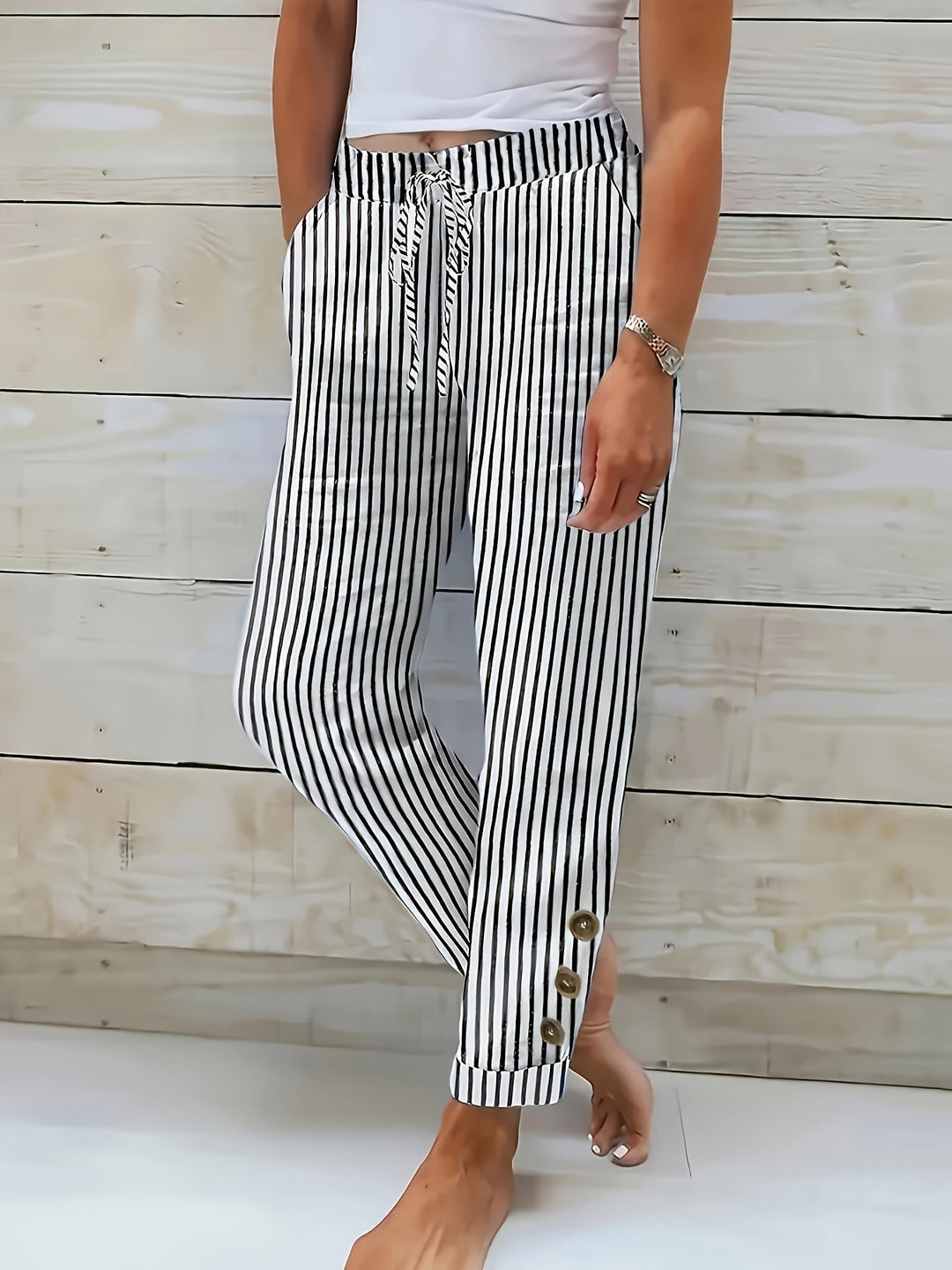 Raquelle™ | Günlük Çizgili Pantolon