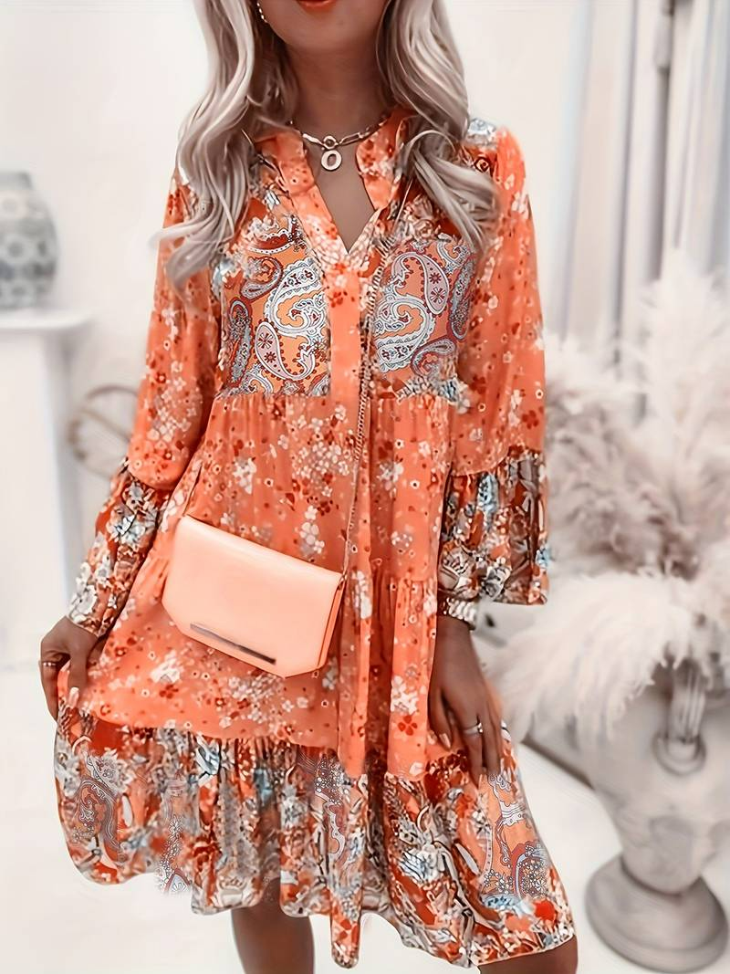 Ashley™ | Baskılı Boho Elbise
