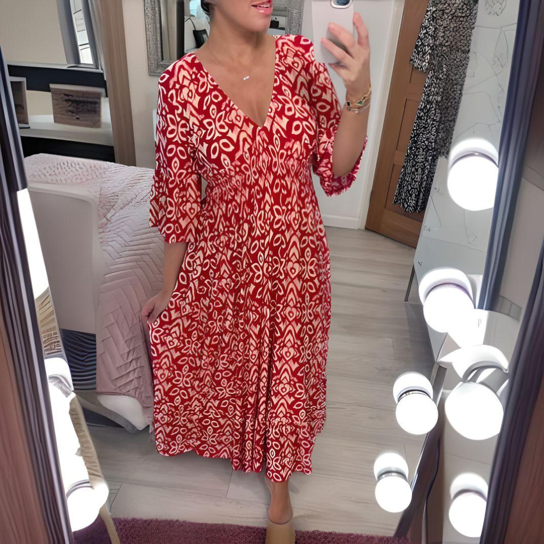 Isabella™ | Boho Baskılı Elbise
